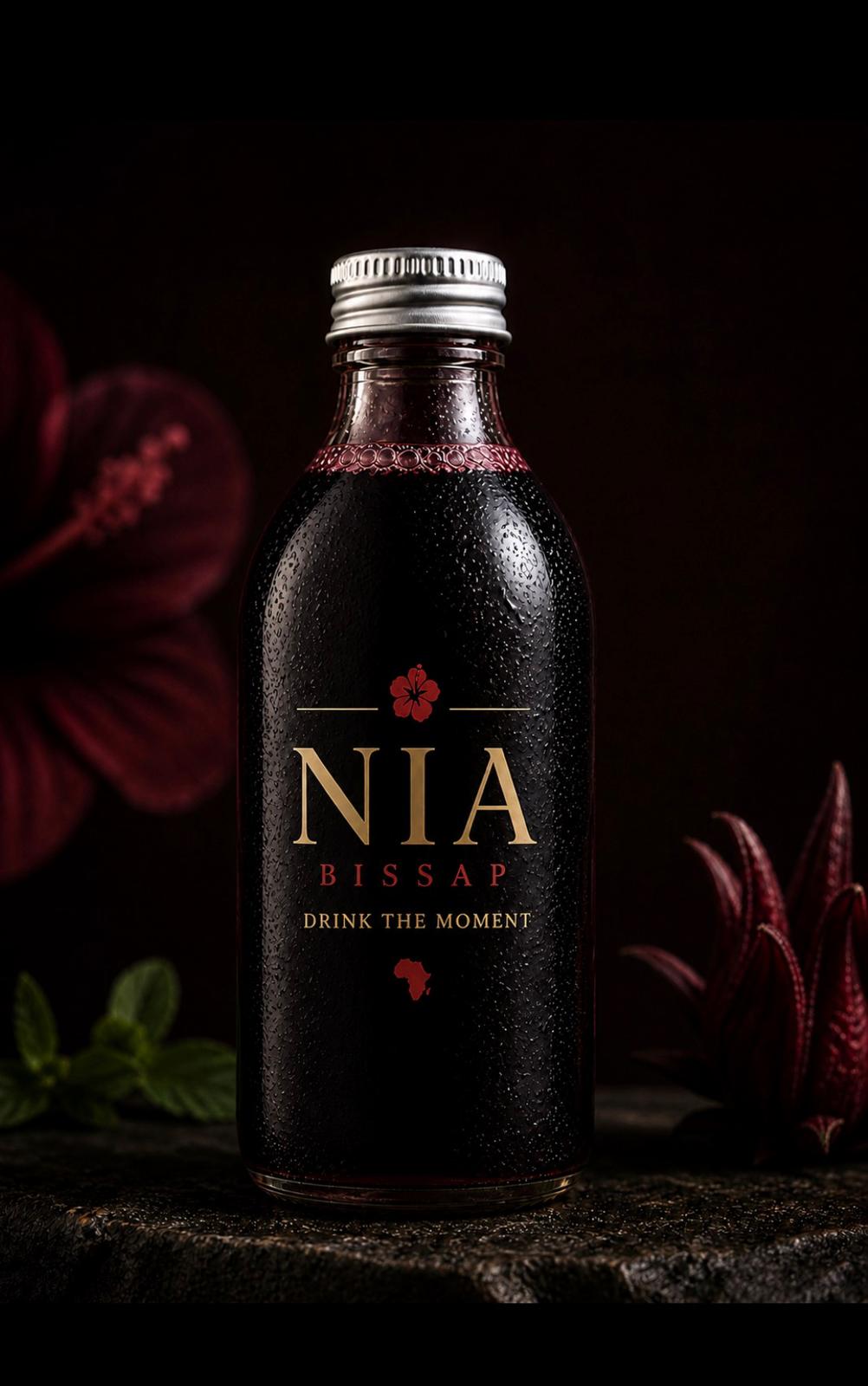 Bebida premium sin alcohol NIA Bissap con hibisco